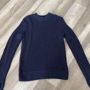 COS Unisex Fisherman Navy Cotton Crewneck Sweater